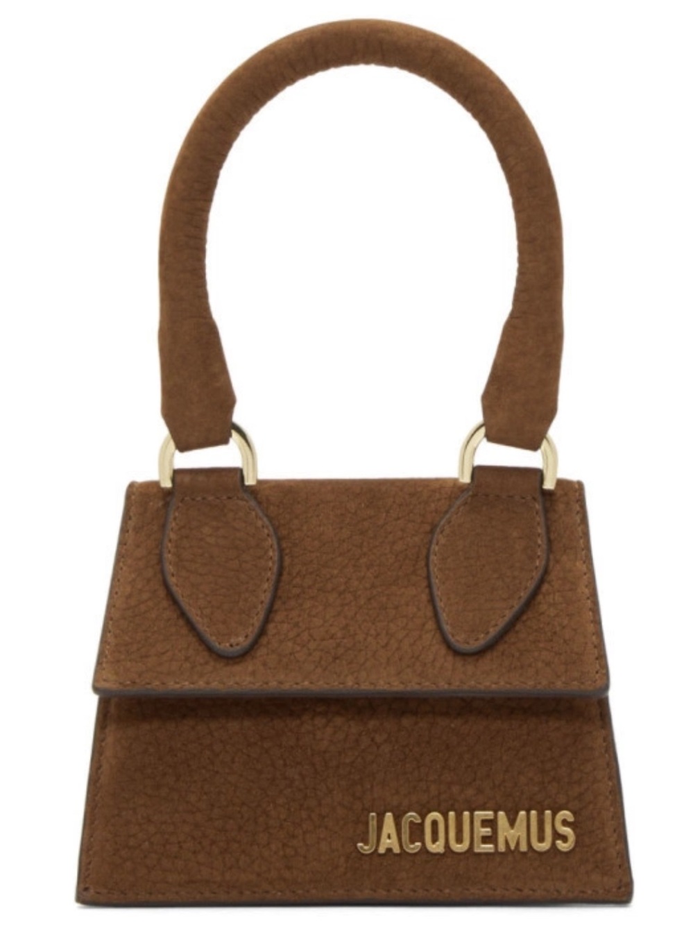 Jacquemus Brown Mini Top-Handle Pouch with Gold Logo